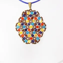 Pendant 30cm - Xochitl Oval-Purple Leather - Pendant 30cm - Laiton bronze